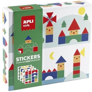 APLI Kids 19432 – set met geometrische rubbers in verschillende vormen, in kartonnen doos, model Pueblos – stickerset voor het voltooien van de illustraties