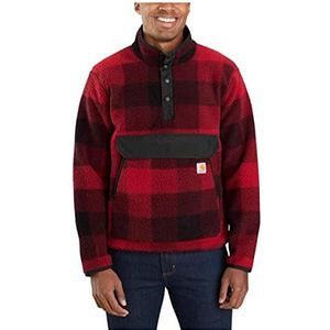 Carhartt Heren Relaxed Fit Fleece Pullover Sweater, Oxblood Plaid, XL