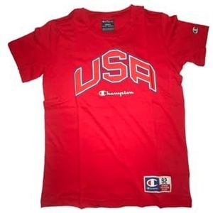 Champion Legacy Retro Sport B - USA S/S Crew Neck T-shirt, rood, 9-10 jaar kinderen en jongeren SS24, Rood