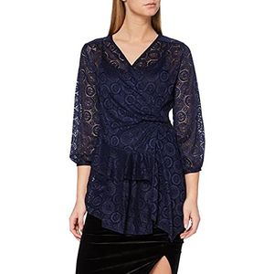 Joe Browns Dames Lacy Wrap Style Top Shirt met lange mouwen, blauw (navy A), 34 NL