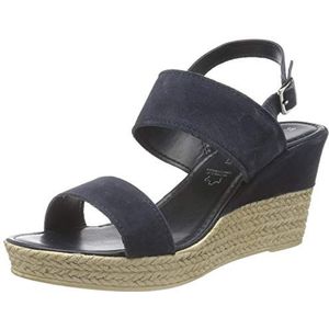 Marco Tozzi Dames 2-2-28015-26 suède sleehak sandalen, Donkerblauw, 41 EU