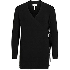Object Dames Objfae Thess L/S Rib Knit Cardigan Noos gebreide jas, zwart, XL