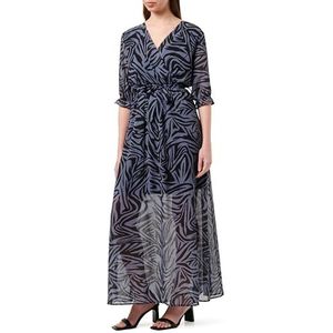 NAEMI Dames maxi-jurk met zebraprint 19229633-NA01, grijs zwart, S, Maxi-jurk met zebra-print, S