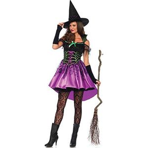 Leg Avenue 85606 2 teilig Spiderweb Witch Set, Damen Karneval Kostüm Fasching, L, mehrfarbig