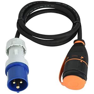 Electraline 01742 elektrische verlenging, CEE IP44 1,5 m, kabel H07RN-F 3G1.5 met elektro-alock-stekker met vergrendelmechanisme, die onbedoeld loskoppelen van de stekker voorkomt.