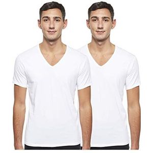 Calvin Klein Heren 2-pack T-shirts 2 PK S/S V-hals met V-hals, wit, S