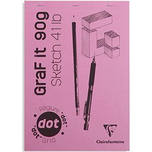 Clairefontaine GraF'it 96692C tekenpapier, gestippeld, A4, 21 x 29,7 cm, 90 g, roze - 5 blokken