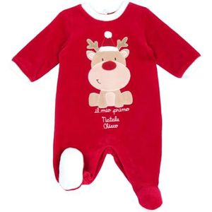 Chicco, Chenille kerstjumpsuit met voet, Uniseks 0-24, Rood (831), 12 maanden