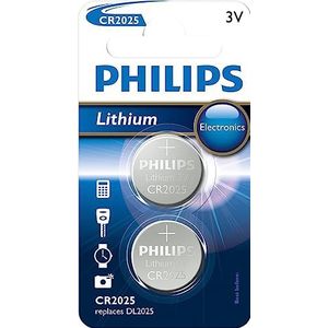 PHILIPS CR2025P2/01B - lithium batterijen knoopcel - 2 stuks - 3 V