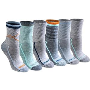 Dickies Dri-tech Advanced Moisture Wicking Mid Crew Sokken voor dames (6 paar) (M), Blauw Assorti (6 paar), Medium