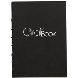Clairefontaine Graf Book 360 Raw Binding Book, 100 g, A6, 100 vellen, Portret - Zwarte omslag