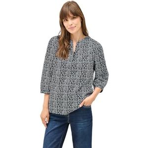Universal - Blouse - Blauw - Grafisch Patroon - Ronde Hals - 3/4-Mouwen