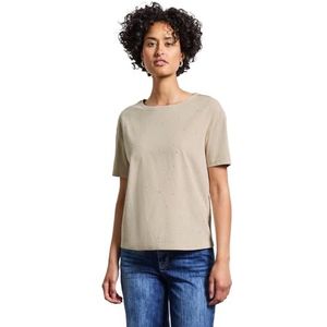 Street One - Dames Shirt - Beige - Met Decoratieve Stenen
