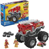 MEGA Hot Wheels 5-Alarm Monstertruck bouwset met 284 delen, 2 microchauffeurs, speelgoedset voor kinderen vanaf 5 jaar, HHD19