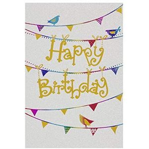 bsb Verjaardagskaart verjaardagsgroeten, verjaardagswensen - met glitter -""Happy Birthday"" met wimpels, envelop wit