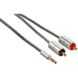 Hama 2 m AluLine 3,5 mm Jack Stereo Plug - 2 x RCA-stekker aansluitkabel