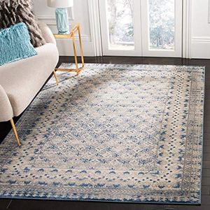 Safavieh Traditioneel tapijt voor woonkamer, eetkamer en slaapkamer, Brentwood Collectie, laagpolig, lichtgrijs en blauw, 91 x 152 cm