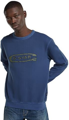 G-Star RAW Destroyed G Logo Washed Sweater, blauw (Imperial Blue Gd D25101-d688-b851), S