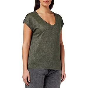 ONLY Dames T-Shirt Onlsilvery S/S V-hals Lurex Top JRS Noos, groen (kalamata), S