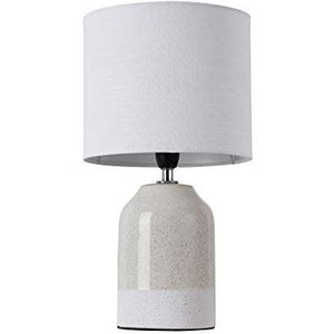 Pauleen Glowing Pearl Tafellamp, Max. 20W Tafellamp Voor E27 Lampen Bedlampje Lichtgrijs Wit 230V Keramiek/Stof Zonder Lamp 48017, Sandy Glow