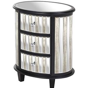 Hill 1975 Soho Black Collection Ovaal 3 lade Unit, MIRRORED GLAS, PINE, One Size
