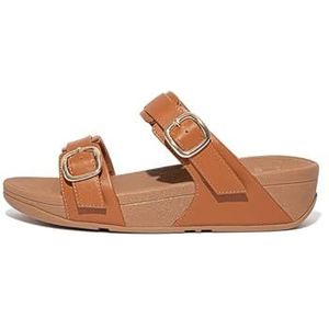 Fitflop Dames Lulu verstelbare lederen glijbanen sandaal, Lichtbruin, 39 EU