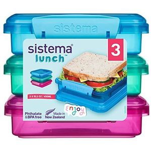 Sistema Lunchsandwich-boxen | 450 ml | luchtdichte broodtrommels voor pauze | BPA-vrij | 3 stuks