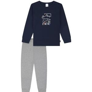 SCHIESSER - Boys World - Nachtkledij - Navy / Grijs Gemêleerd - Katoen