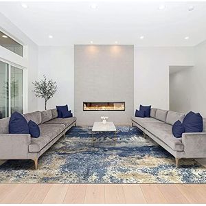 HAMID Hedendaagse wollen tapijt van Alpen, zacht, rechthoekig, groot, voor woonkamer, slaapkamer, woonkamer (ivoor-blauwgroen, 230 x 160 cm)