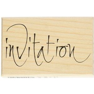 Artemio type F N2, houten stempel, tekst ""invitation"" N2