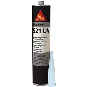 SIKA - Veelzijdige lijm en grout - Sikaflex-521 UV zwart - Voor binnen of buiten - Hechting op de meeste oppervlakken - Vochtuithardend - 300 ml