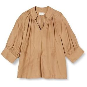 KAFFE Kadahlia Damesblouse, 1/2 mouwen, losse pasvorm, 1/2 mouwen, blouse, Petrified Oak, 40