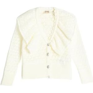 Koton Gebreid vest voor meisjes, breed met Peter Pan-nek, ruffled, knoopdetail, ecru(010), 4-5 Jaar