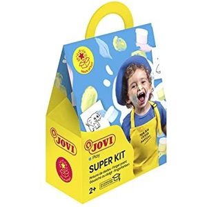 Jovi - Super KIT, Finger Paint, set van 4 potten 35 ml + 20 sjablonen, pastelkleuren, gemaakt van natuurlijke ingrediënten, glutenvrij (153 FP)