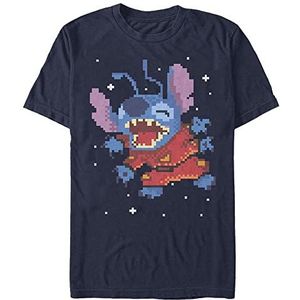 Disney Lilo & Stitch Pixel Organic T-shirt met korte mouwen, uniseks, marineblauw, M, donkerblauw, M