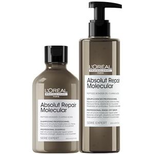 L’Oréal Professionnel, Routine voor zeer beschadigd haar, set met Shampoo en Rinse-Off Serum, Herstelt de Moleculaire Structuur Van het Haar, Absolut Repair Moleculair