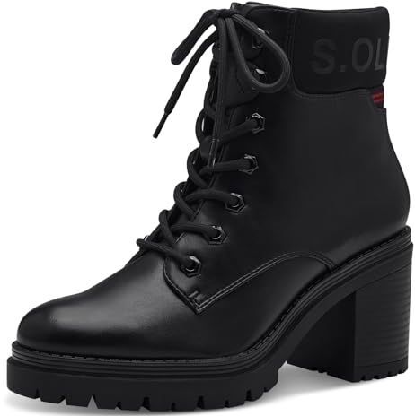 s.Oliver Dames Lace Boot Heel 5-25217-43 Enkellaarsjes, zwart, 40 EU