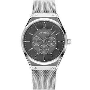 ORPHELIA Heren multi wijzerplaat kwarts horloge Saffiano, zilver/grijs, Armband