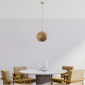 Opviq Handgemaakte jute kroonluchter, goud & bruin, 34 cm kaplengte, 38 cm diameter, verstelbare kabel, E27 Max 40 W, elegante verlichting voor moderne ruimtes