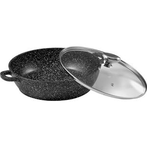 Pradel Excellence, Slowcooker, gegoten aluminium, glazen deksel, anti-aanbaklaag, afneembare handgrepen, compatibel met alle warmtebronnen, inclusief inductie, oven, vaatwasser, D 28 cm, zwart