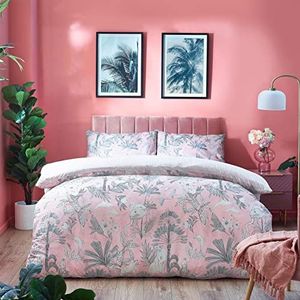 furn. Colony Palm Dekbedovertrek Set, Roze, Single