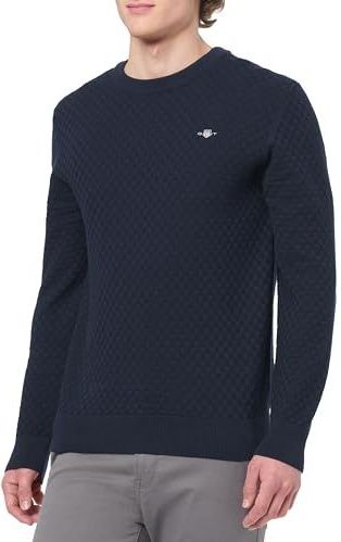 Gant - Gebreide Pullover - Ronde Hals - Heren - Escorial-wolmix met Katoen