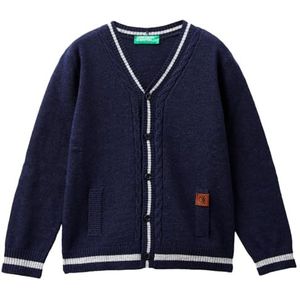 United Colors of Benetton Gebreid vest voor kinderen en jongens, Blauw, 12 Maanden