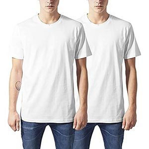 Urban Classics Heren T-shirts 2-pack Basic Tee, meerkleurig (wit (verpakking van 2) 00243), XS
