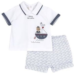 Chicco, Babyset, T-shirt en shorts, met tedere en grappige fantasie, ontworpen in Italië, kleding voor pasgeborenen 0-24 maanden, cadeau-ideeën voor de geboorte, Wit (2), 3 Maanden