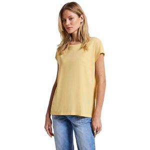 Street One Basic damesshirt met tekst, botercrème geel, 36