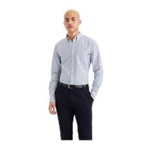 Dockers Heren Stretch Oxford Slim Shirts, Plateau Blue Fin, M