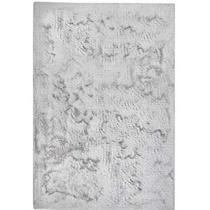 Schapenvacht imitatie kunstbont tapijt lichtgrijs zilver 120x160cm