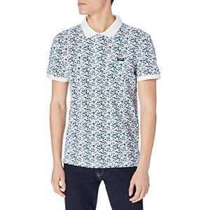 TOM TAILOR Uomini Poloshirt met patroon van biologisch katoen 1024923, 26390 - White Base Blue Shades Design, S