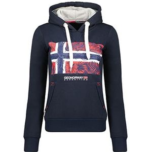 Geographical Norway Gpalm Lady - Damessweatshirt met capuchon en kangoeroezakken - sweatshirt voor dames, trui, casual, lange mouwen, warm, Marineblauw, XL